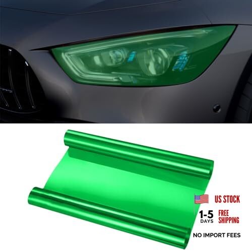 ZIMISI 11.88×48 Inches Car Headlight Tint Film, Self Adhesive Vinyl Wrap Green