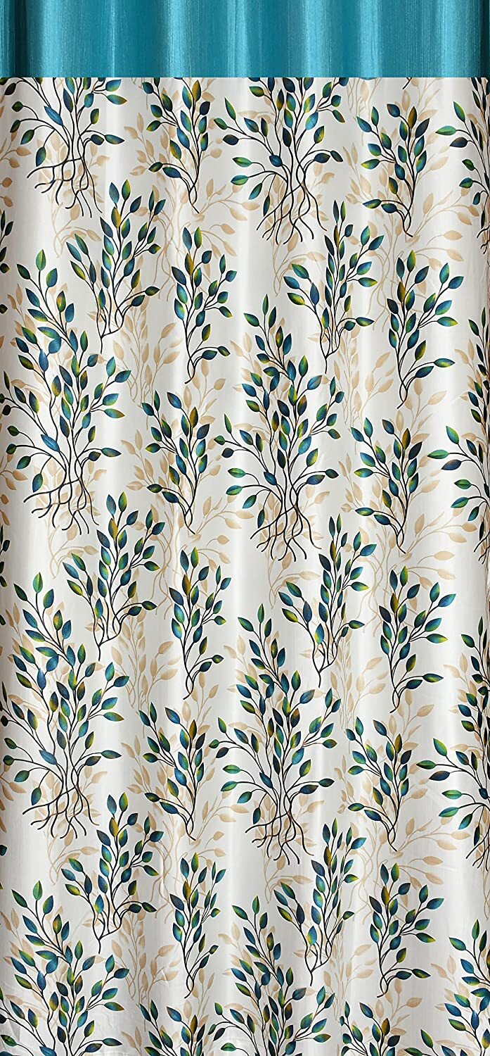 Beautiful Flower Printed Polyster Curtain 9 feet Long Door, 2 pc Curtains
