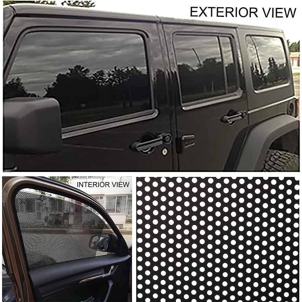 2 Pack One-Way Perforated Privacy Window Film, Automotive Black Windshield