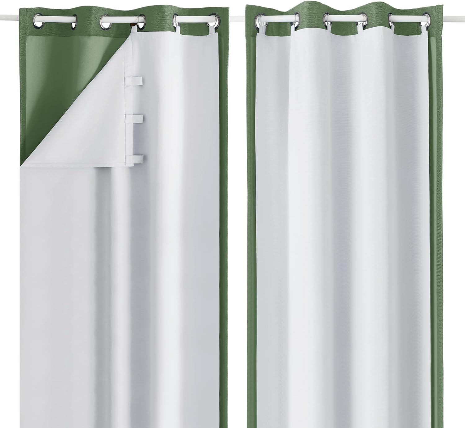 Greyish White 100% Blackout Curtain Liners 2 Panels Set, Total Black Out Liner