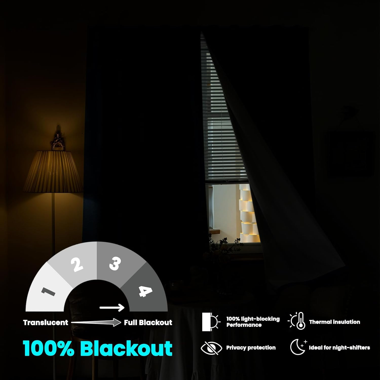 100% Blackout Magic Tape Stick on Curtains Window Shades Pull down Blackout Wind