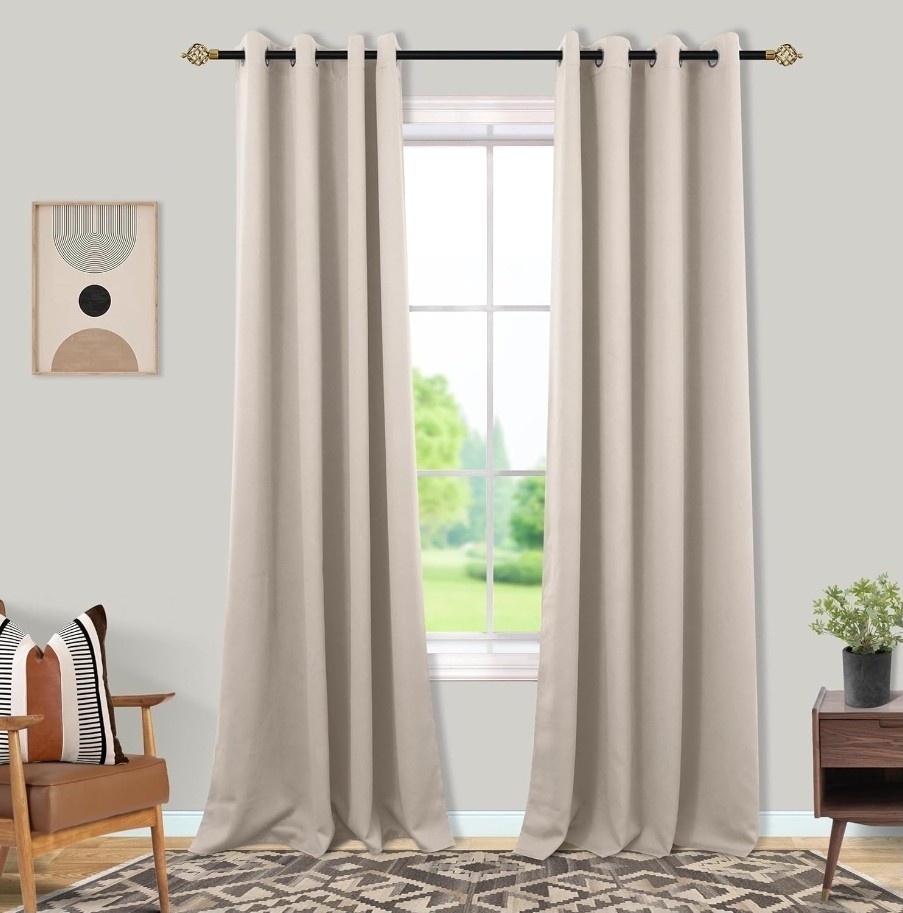 Mrs.Naturall Neutral Curtains 84 Inch Length 2 Panels Set for Living… 278