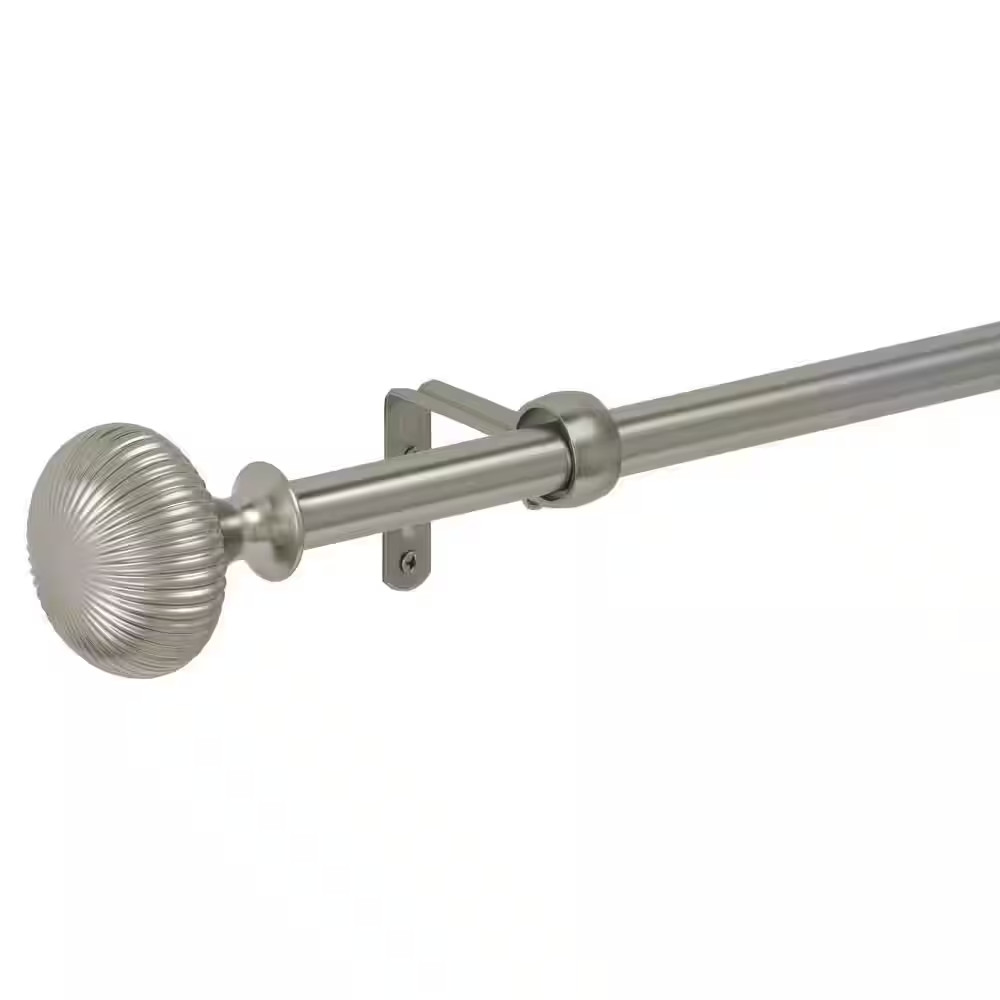 66 In.-120 In. Adjustable 3/4 In. Curtain Rod Kit in Nickel with Bud Finial