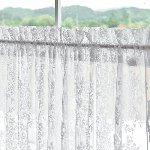 Lace Back Door Curtains for Window 2 Panels 40 inches Long – Vintage Floral