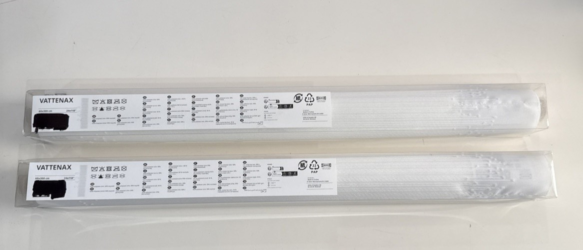 Lot of 2 Ikea VATTENAX Panel Curtain Blind White 24″ x 118″ New 502.993.14
