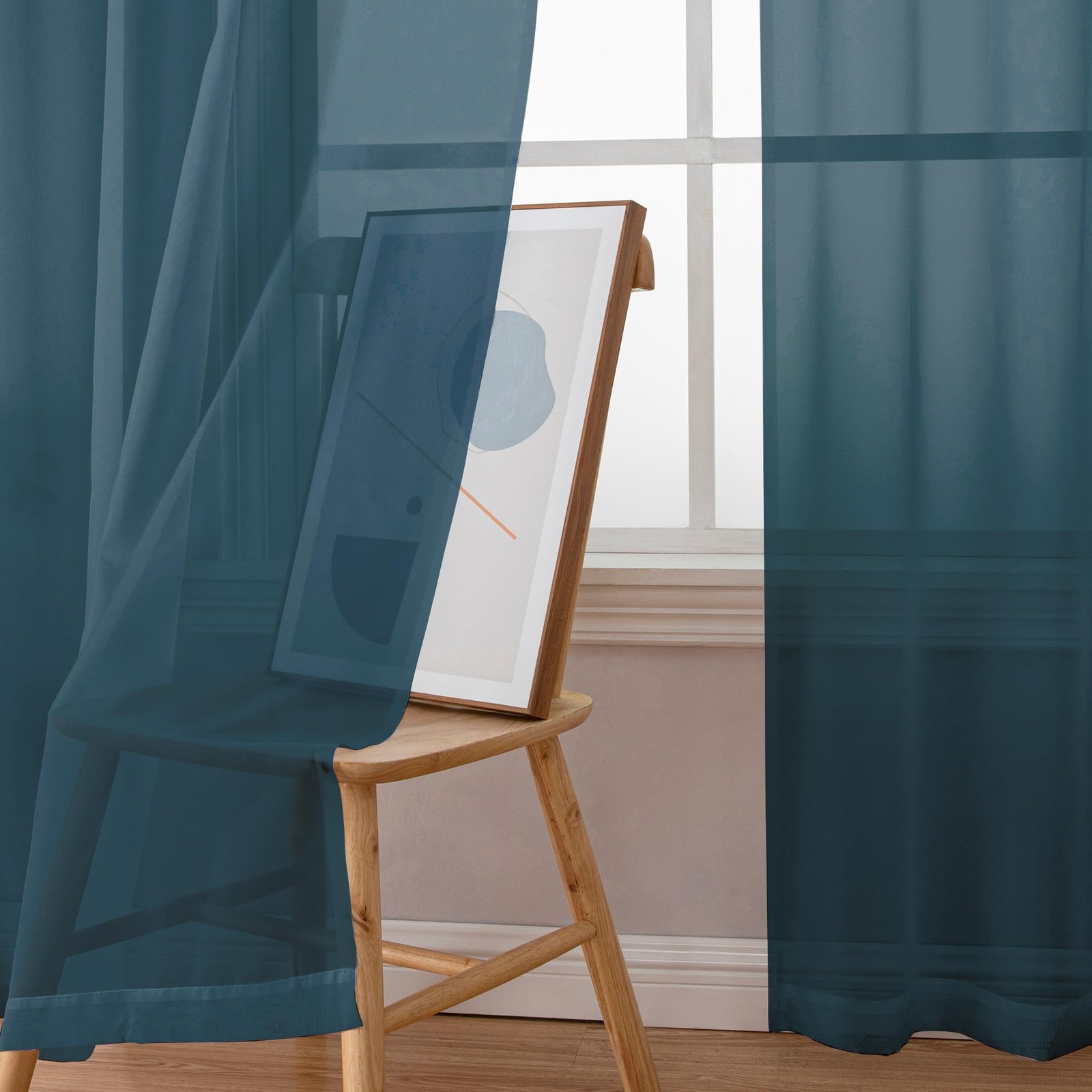 Simplebrand Dusty Blue Valances 14 Inches Long for Living Room Pocket 2 Panel Li