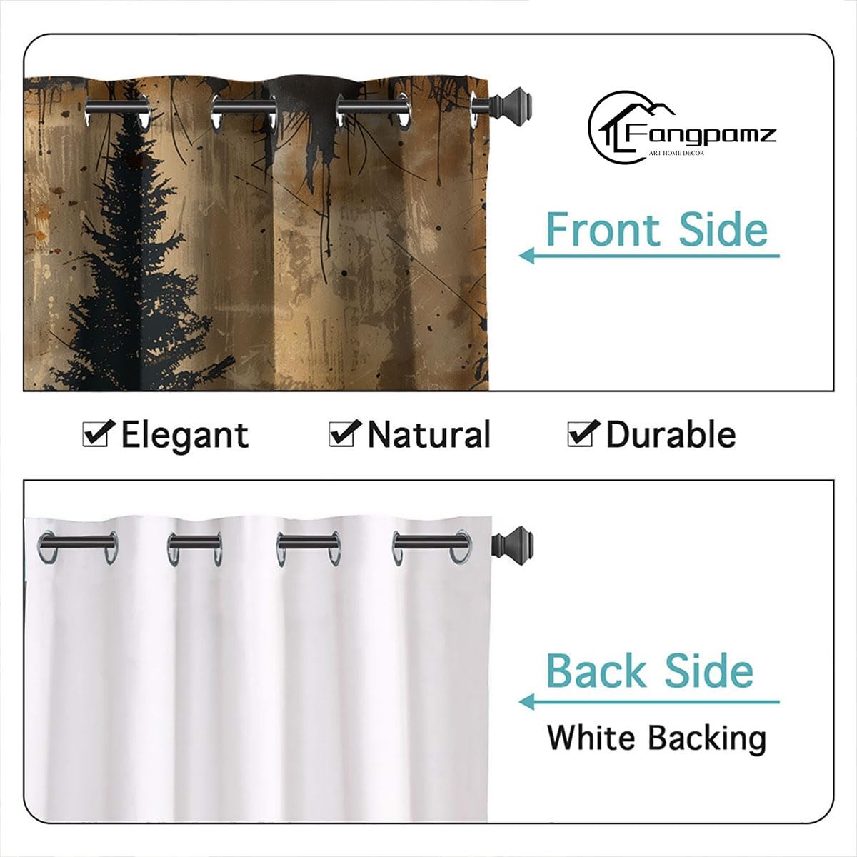Fangpamz Rustic Bear Window Curtains 41″W x 45″L (Pack of 1), Bear_018