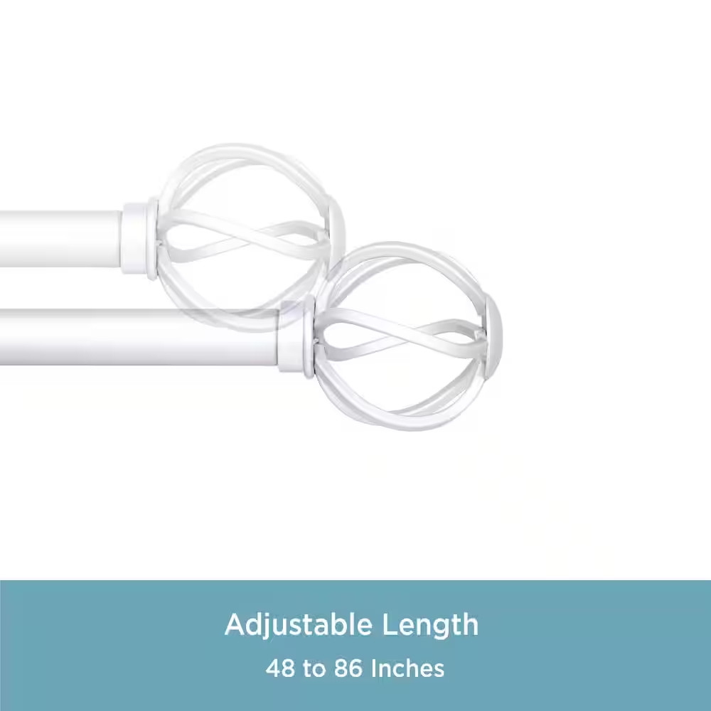 Cage 48 In. – 86 In. Adjustable Single Curtain Rod 5/8 In. Diameter in Brushed N