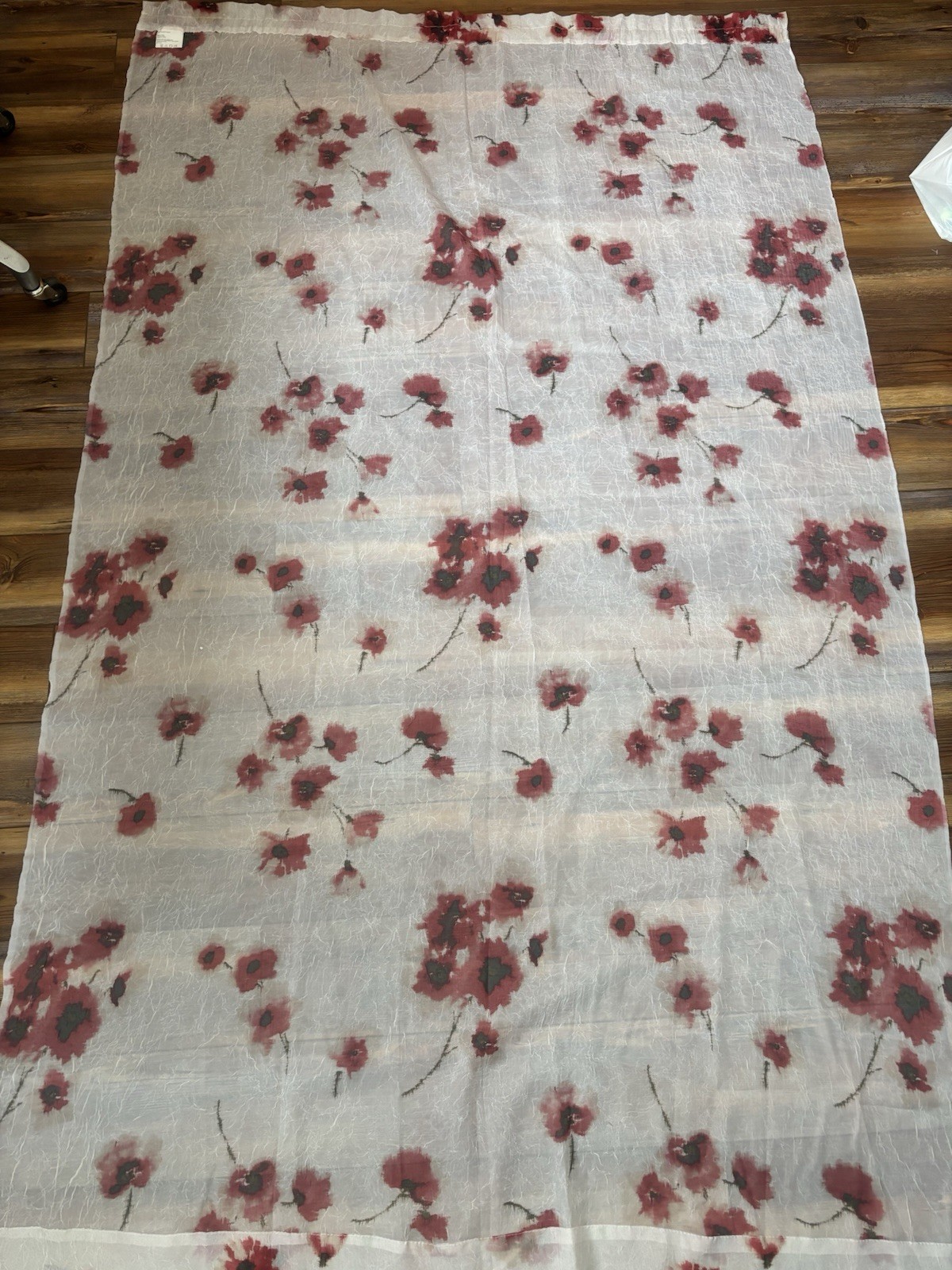 Unbranded Red Poppies SEMI-SHEER ROD POCKET PANELS (4) 49”x84” Floral