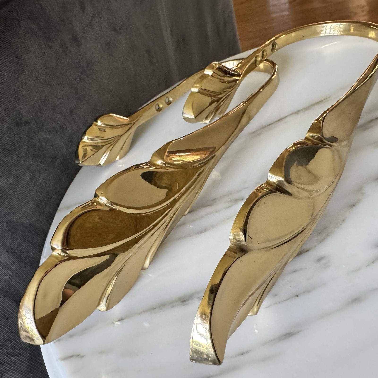 Solid Brass Leaf Design Curtain Tie Backs 11”x3 1/3”