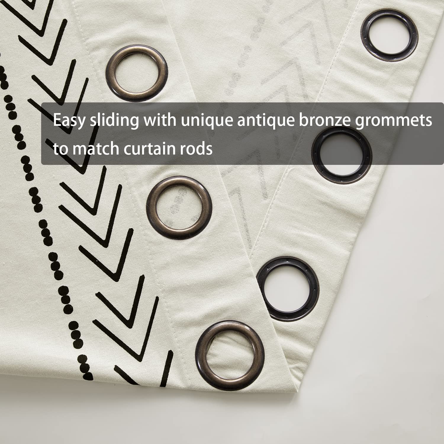 Boho Curtains 84 Inches Long for Bedroom,Mid Century Modern Cotton Canvas Semi