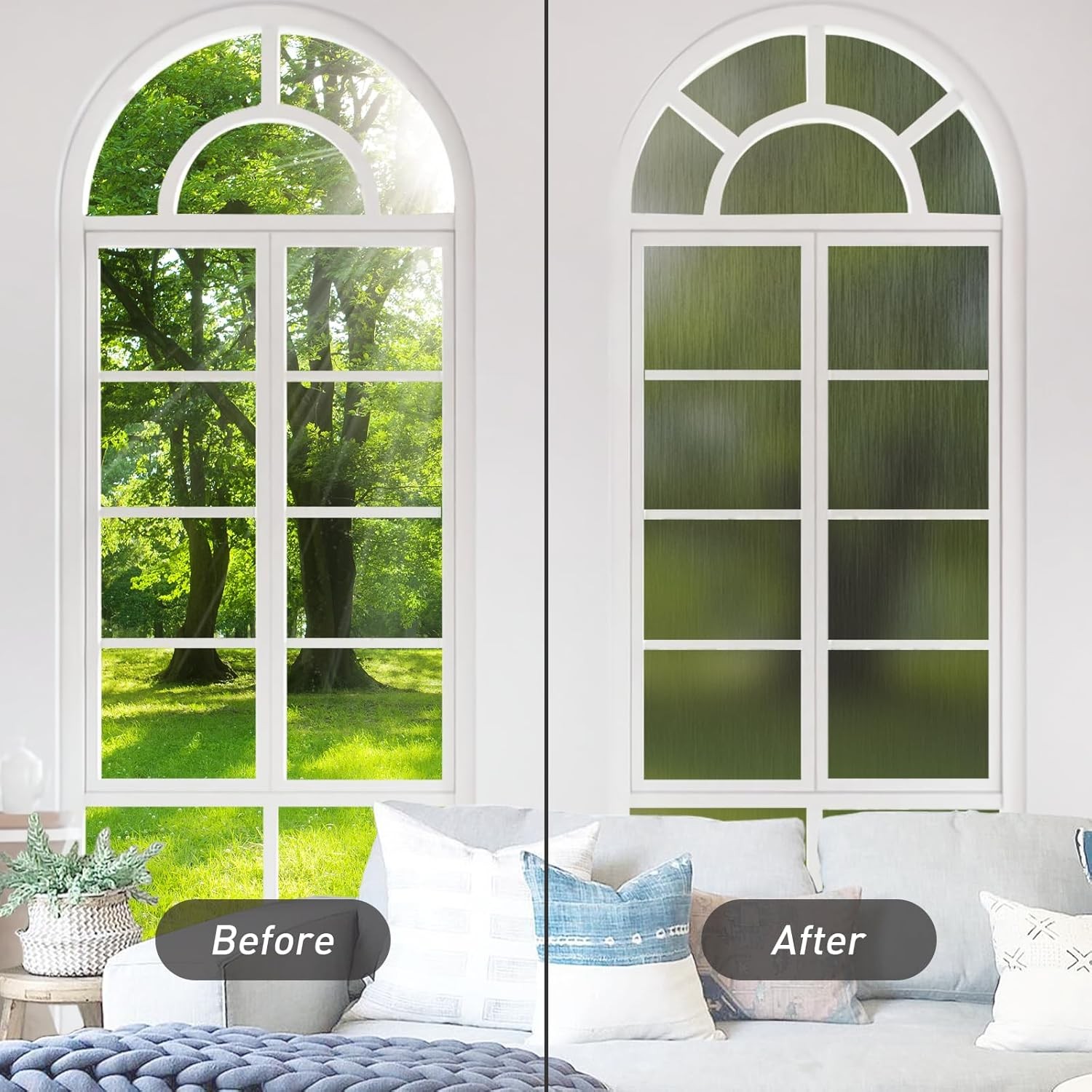 Window Privacy Film Static Cling Gray Non-Glue or Residue Isolate UV Radiation