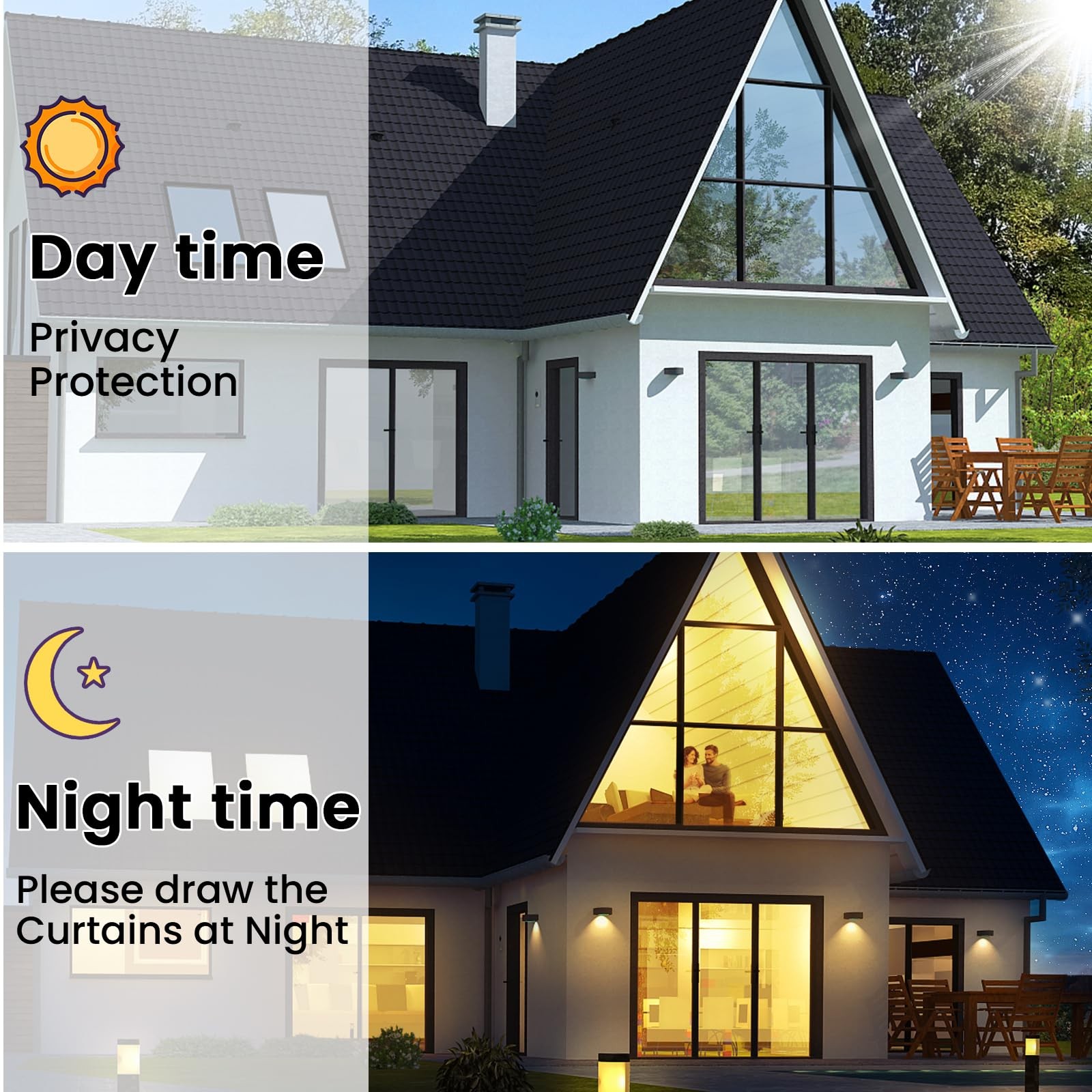 Privacy Reflective Window Film One Way Black,Sun Blocking Tint for UV Protection