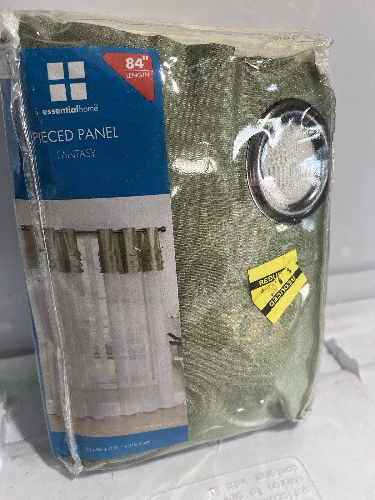 Essential Home Pieced Panel Fantasy Window Curtain Set – Sage 54×84″
