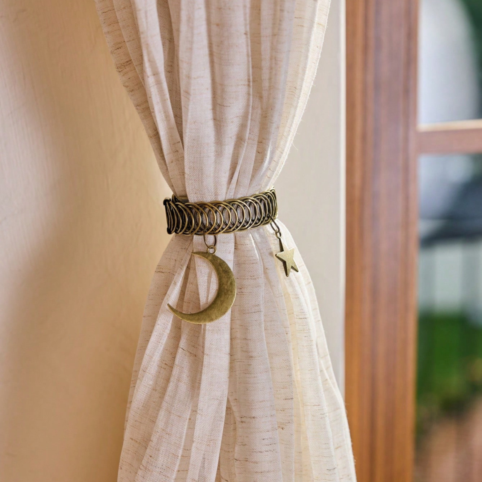 1pcs Metal Curtain Tiebacks Star & Moon Curtain Holder Clips Window Home Decor
