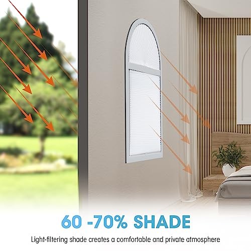 2 PCS Arch Window Light Filtering Pleated Shade Blinds for semi-Circle White