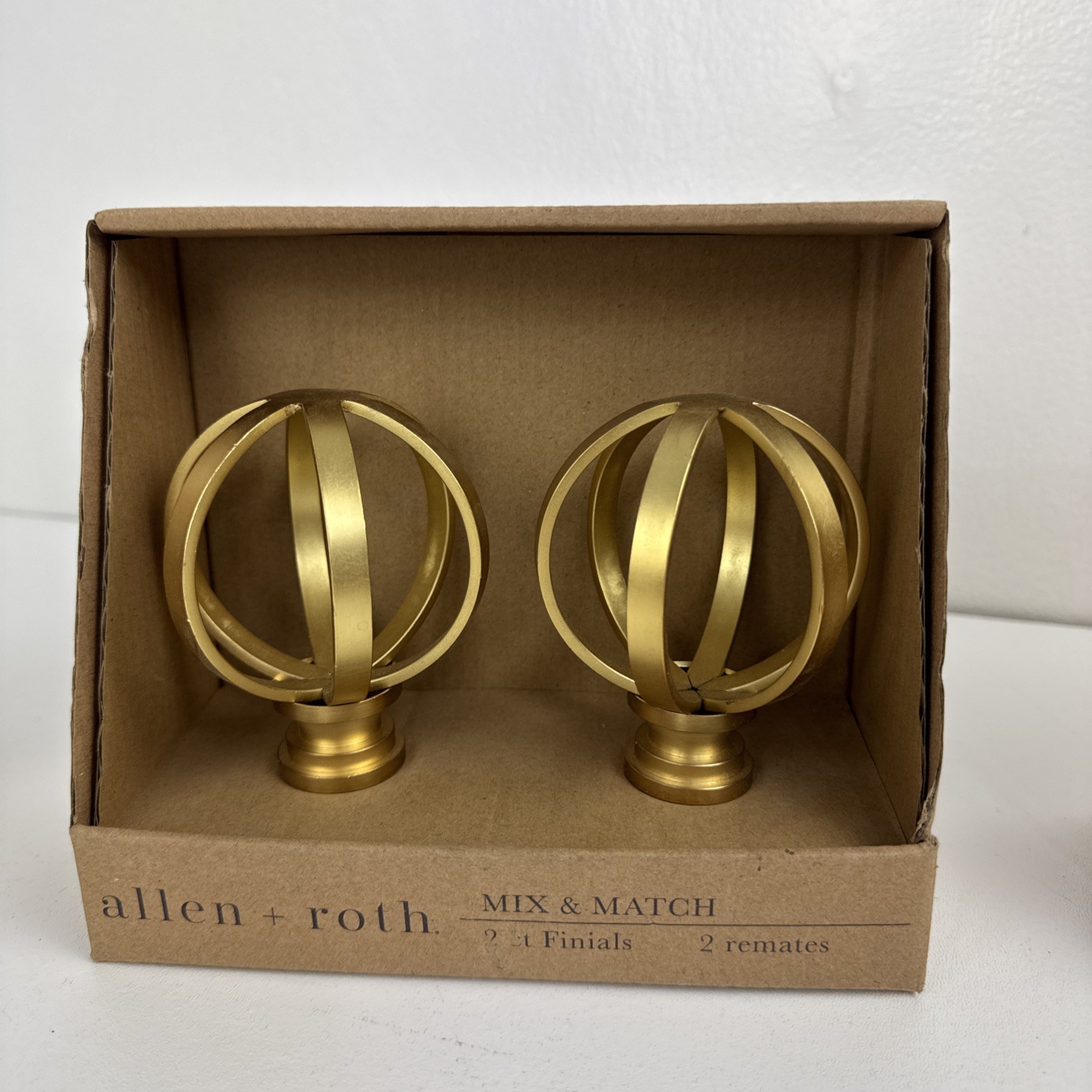 6 Count Allen + Roth Finials For Curtain Rods Decorating Bronze & Gold Finish