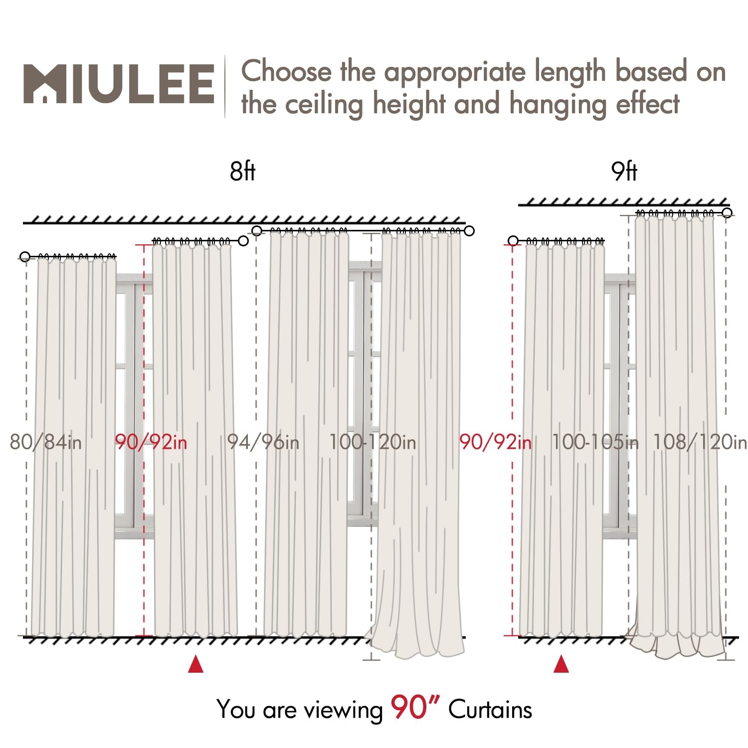 MIULEE 100% Blackout Curtains 90 Inch 50″W x 90″L (Pack of 2), Dutch Cocoa