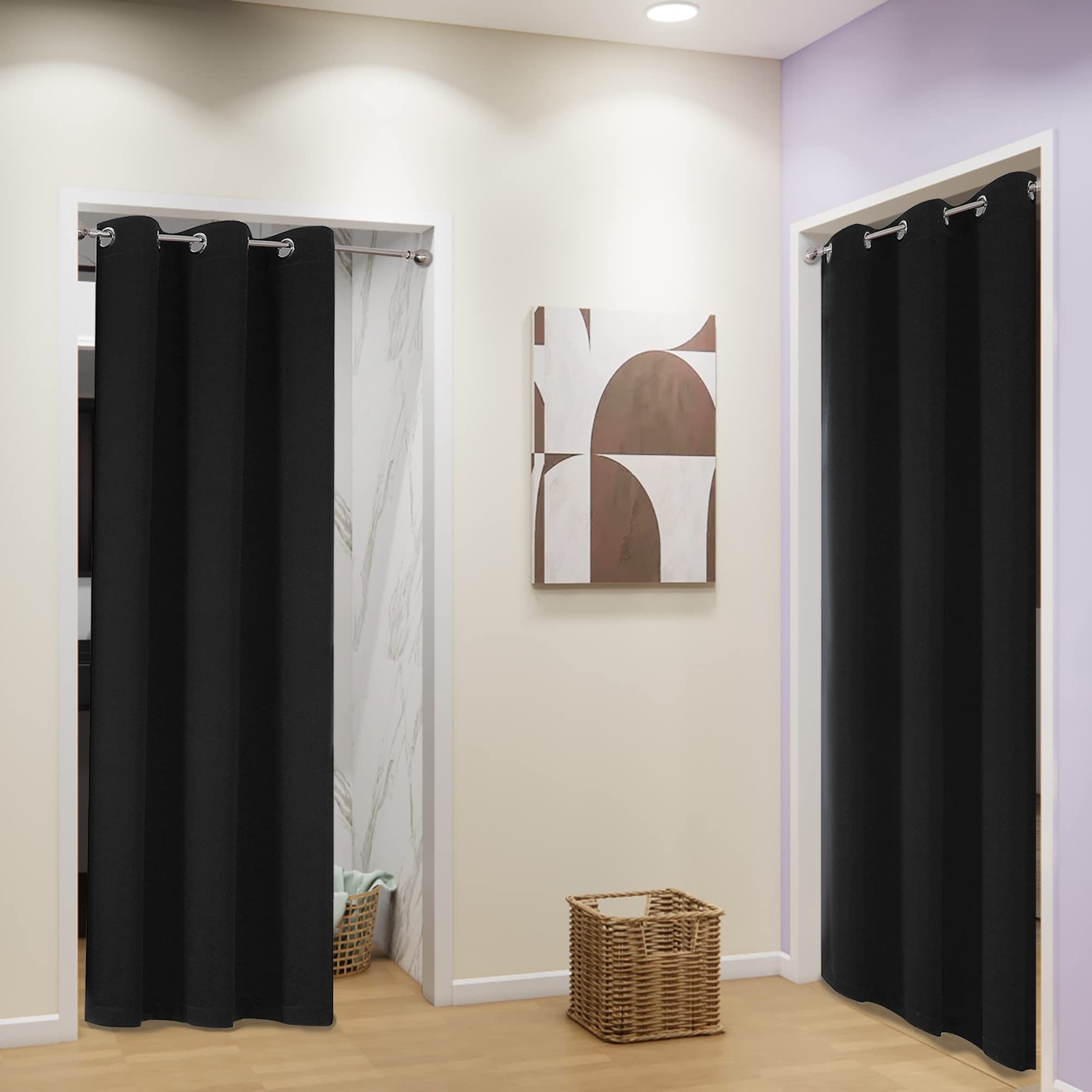 DUALIFE Black Out Doorway Curtains 80 Inches 34″W x 80″L (Pack of 2),