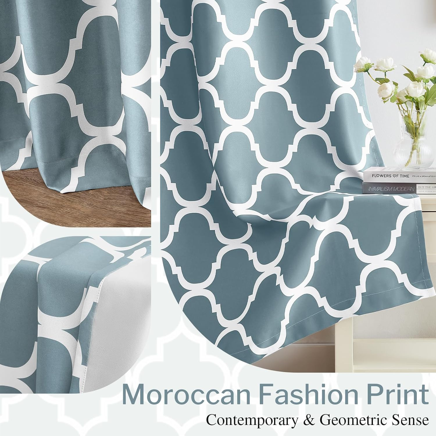 Moroccan Fashion Thermal Insulated Room Darkening Blackout Grommet Curtains for