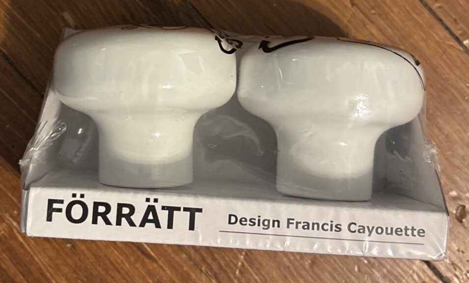 Two IKEA Forratt Finials White Feldspar Porcelain Francis Cayouette Design
