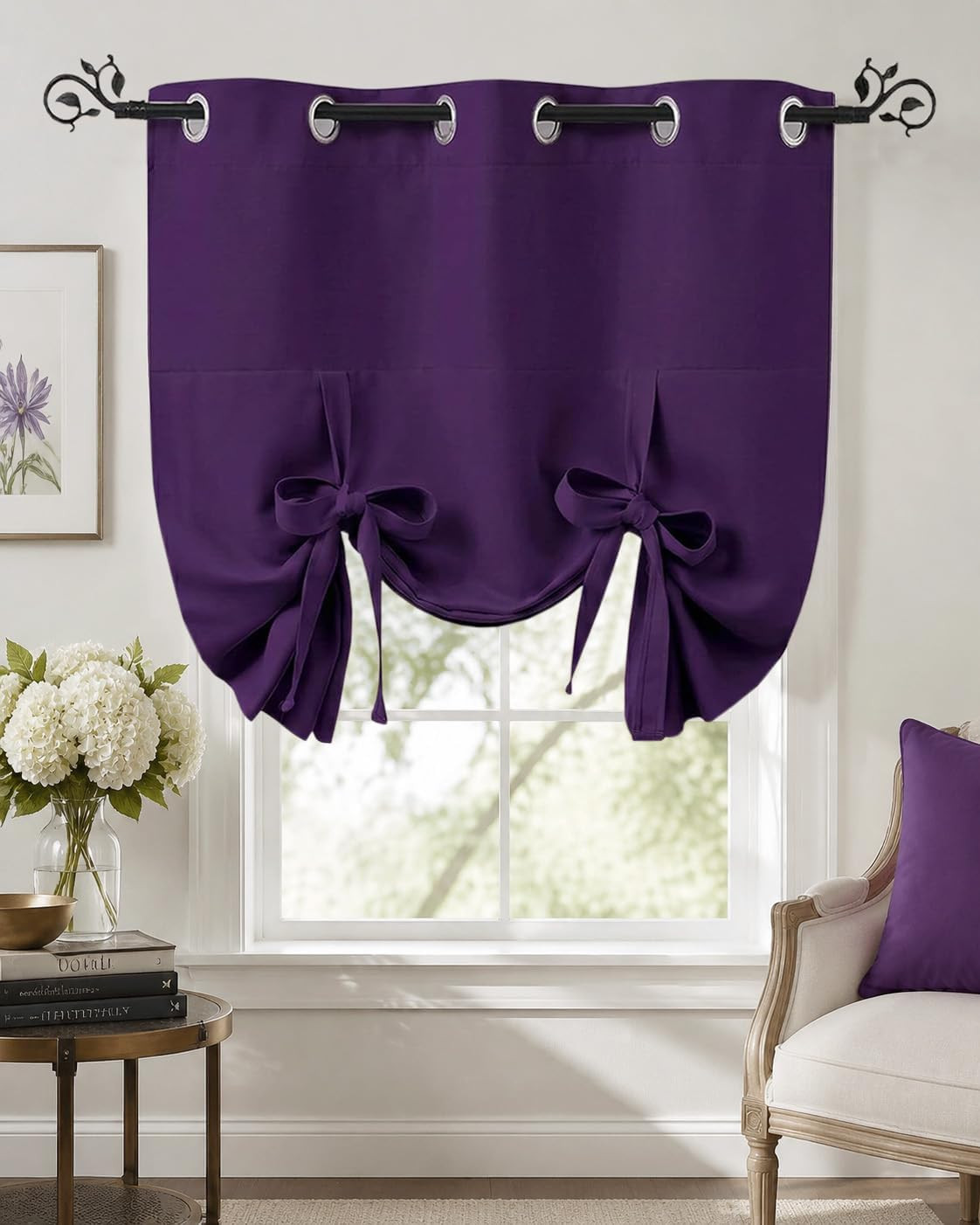 Roman Shade for Windows – Tie-up Shade Valance for Kitchen Grommet Drapery Home