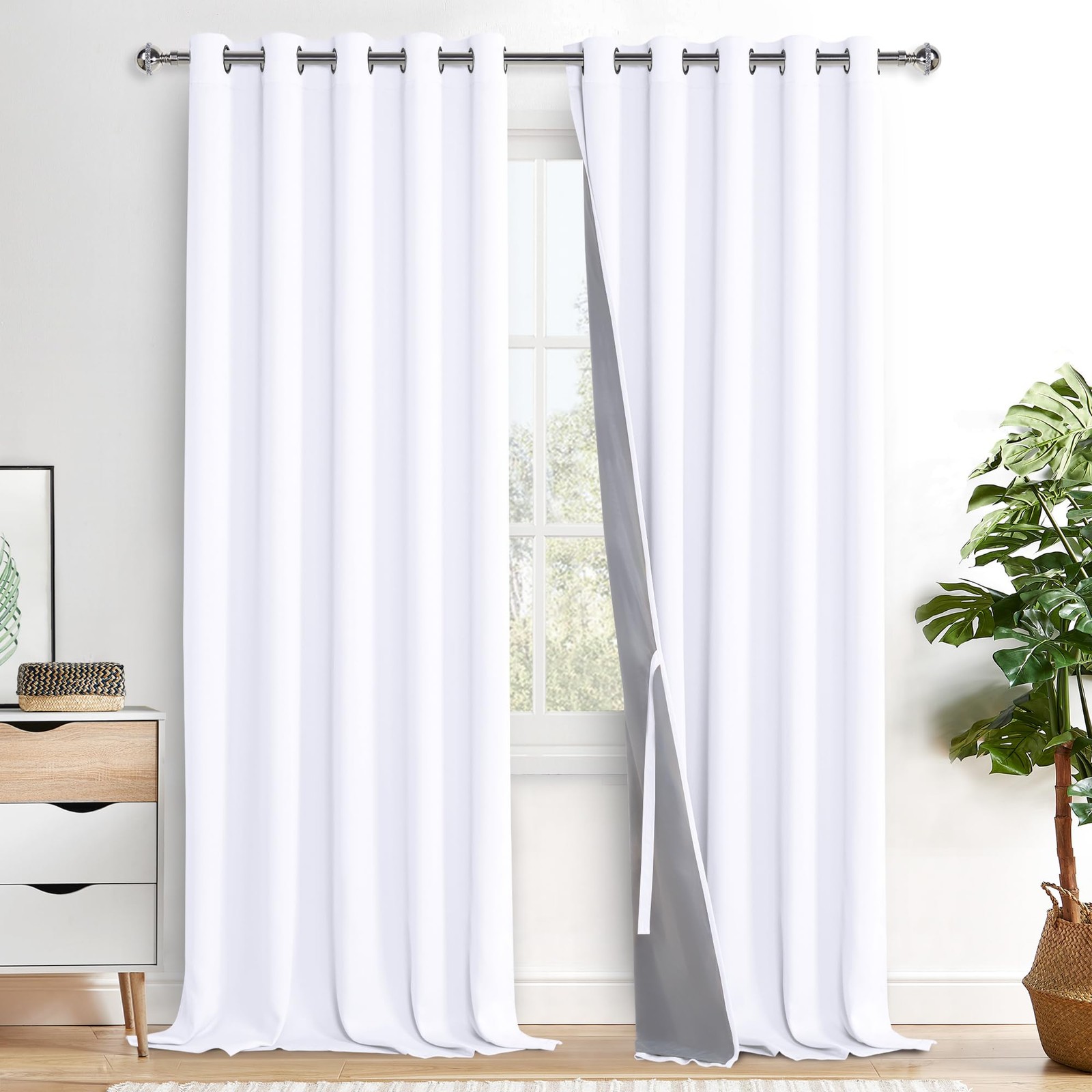 Xwzo White 100 – And Full Light Blocking Drapes Black Liner For Large