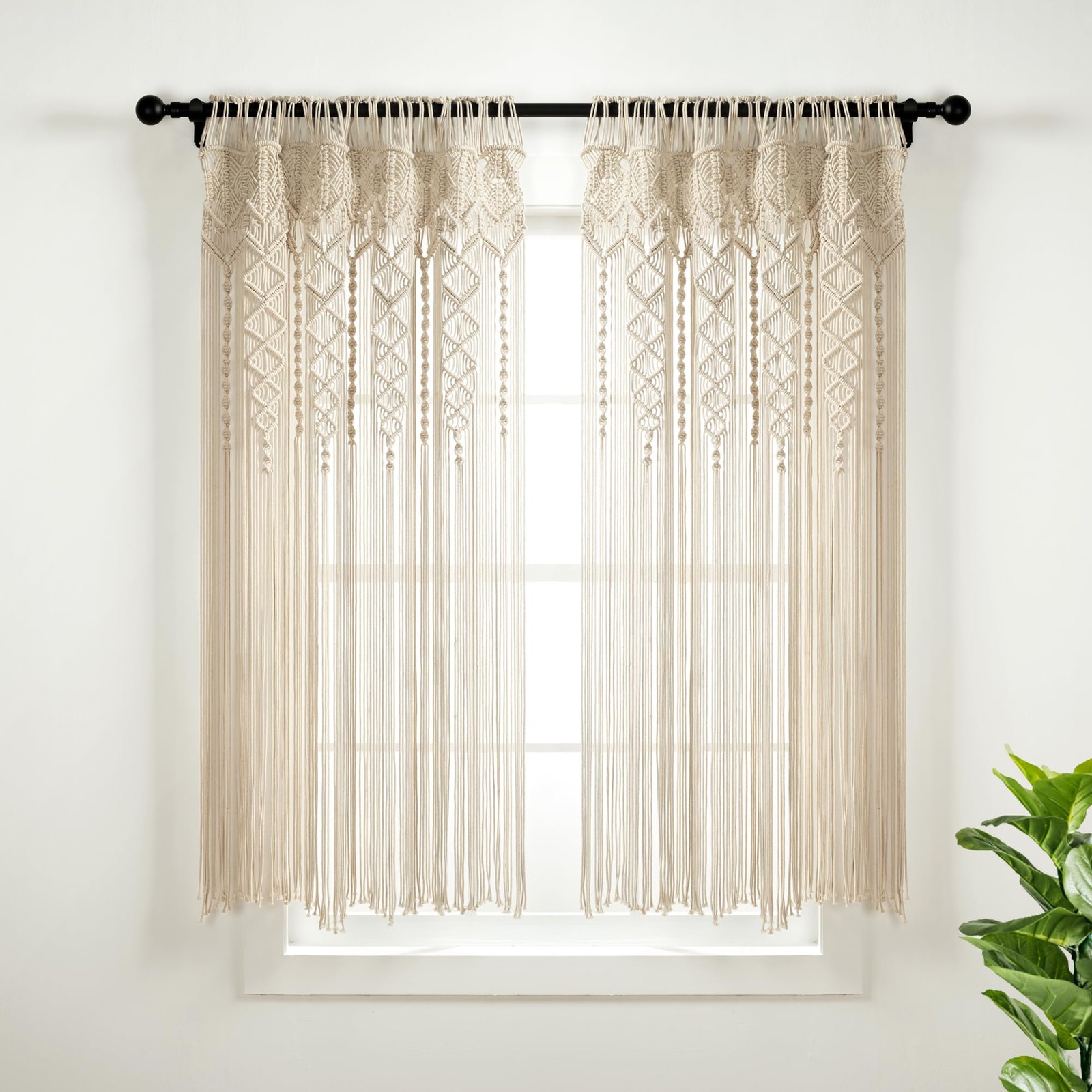 Lush Decor Boho Textured Cotton Window Curtain Panel Single 40 W X 63 L –