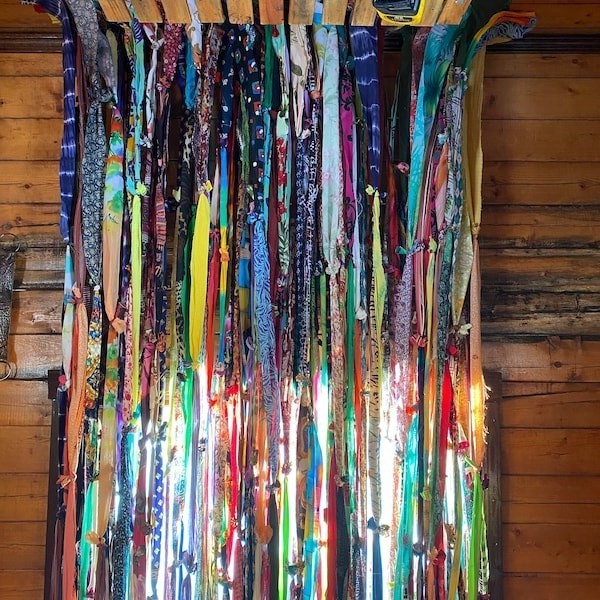 100 Strands, Bohemian gypsy rag Window Bohemian Valance Indian Backdrop curtains