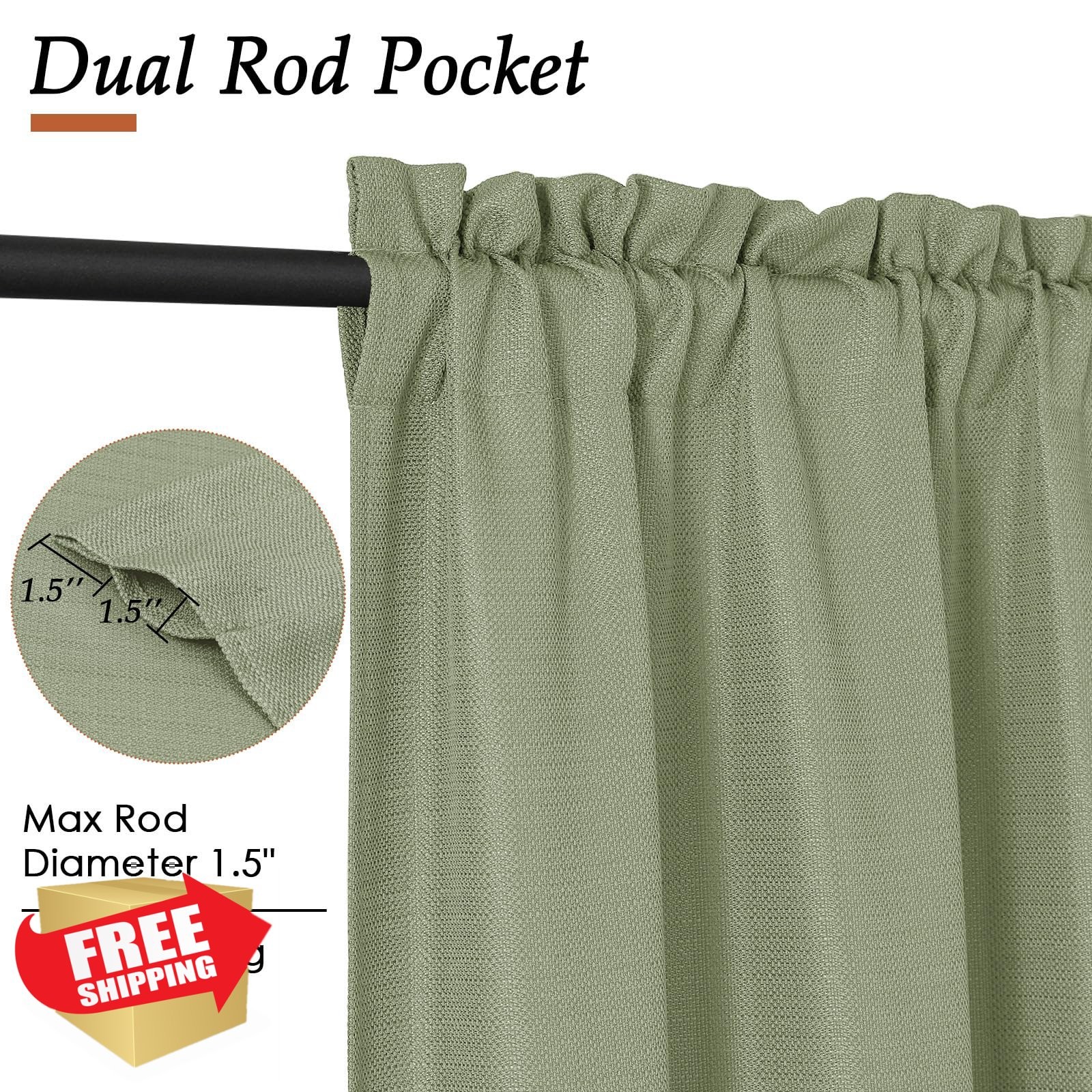 Ebesto Small Curtains 2x30x45″ Yellow Green Faux Linen Light Filtering