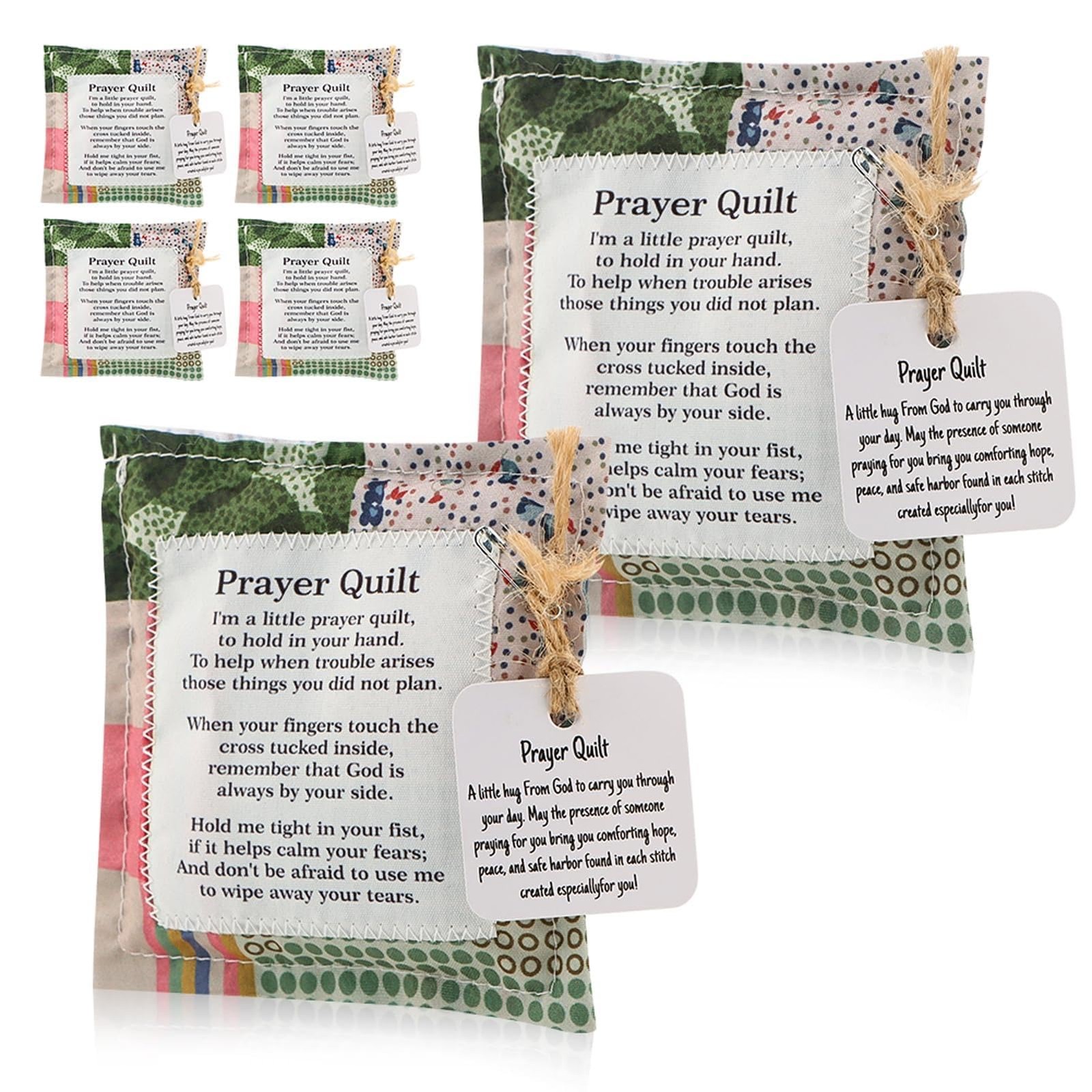 TILZIKA 6 Pack Prayer Quilt with Cross 3.94 inches x inches, 6pack