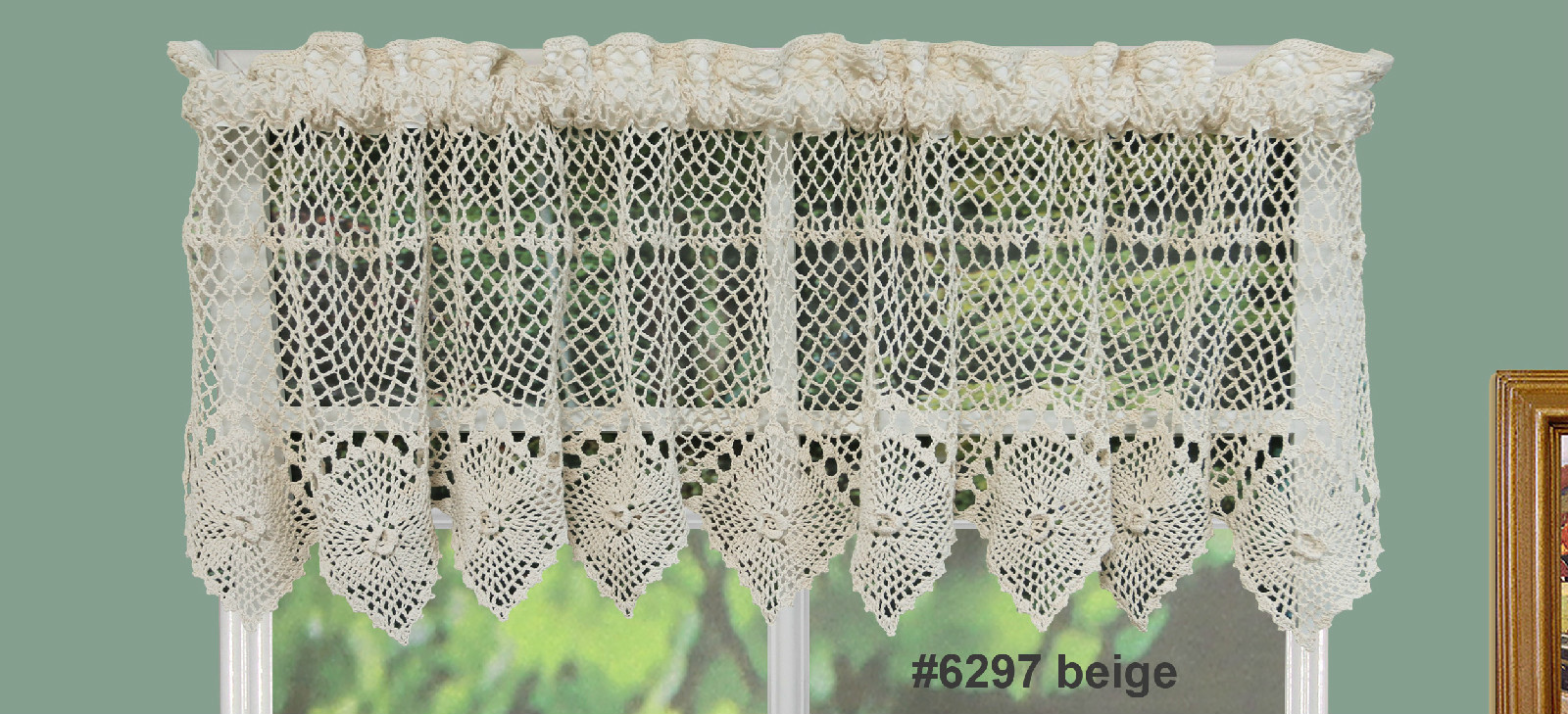 Cotton Crochet Lace Kitchen Curtain Valance Beige Handmade Creative Linens
