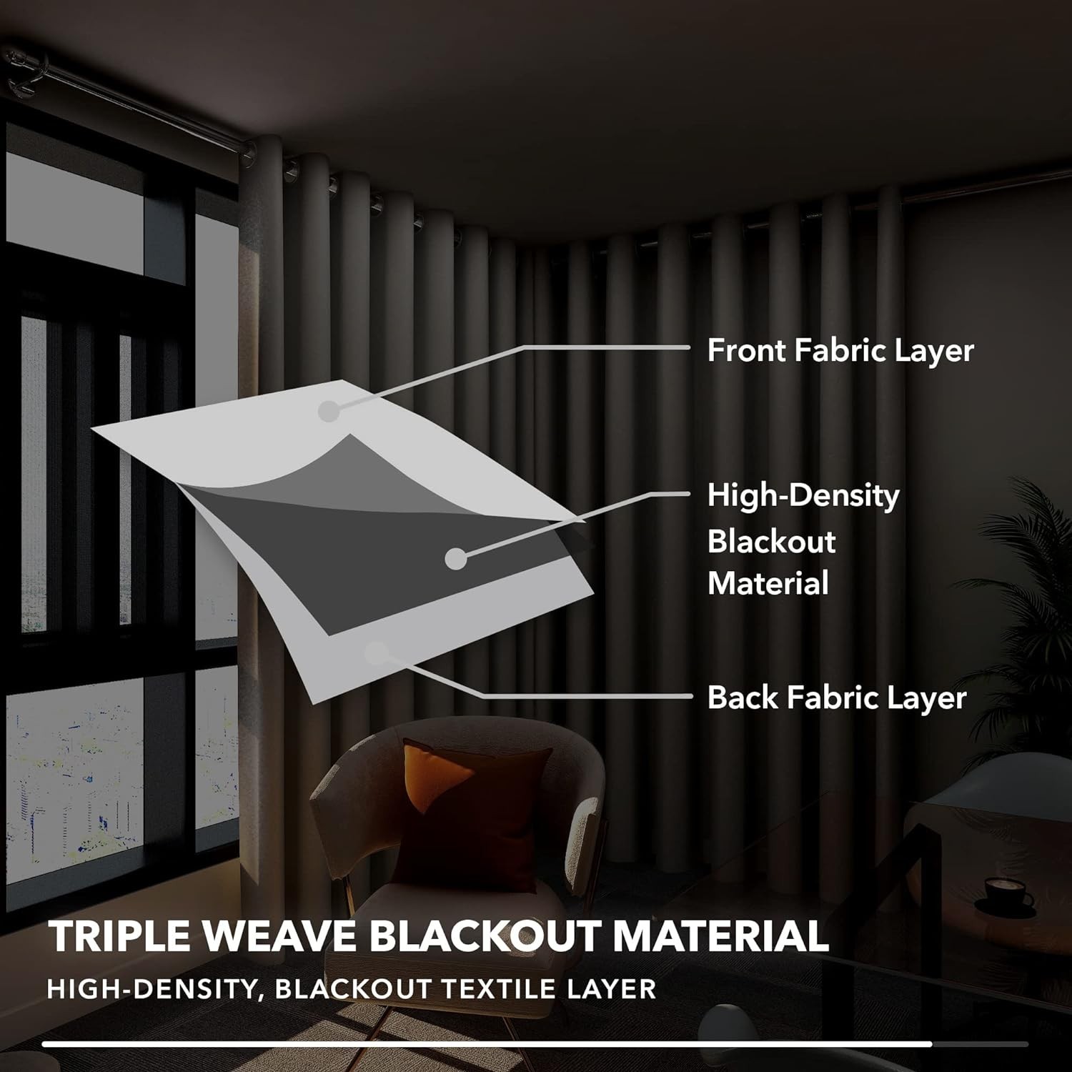 Noise-Reducing Light Beige Blackout Curtain – 100W x 84L for Ultimate Privacy
