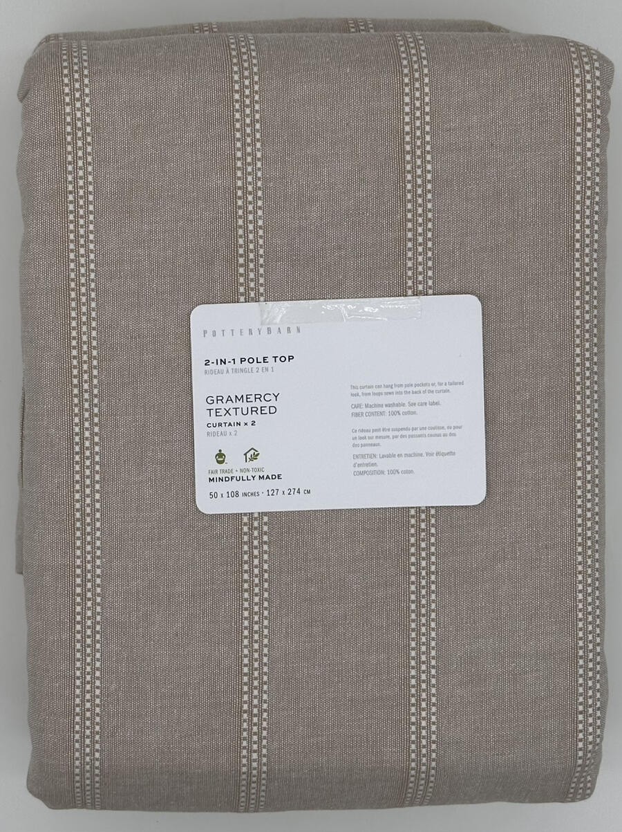 Pottery Barn Gramercy Textured Curtain Drape (Set of 2) ~ 50 x 108 ~ Flax