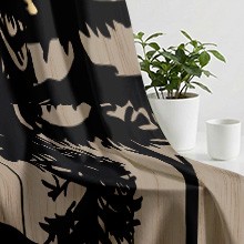 Forest Animal Cabin Kitchen Curtains Sunset Country Bear Deer Nature Printed