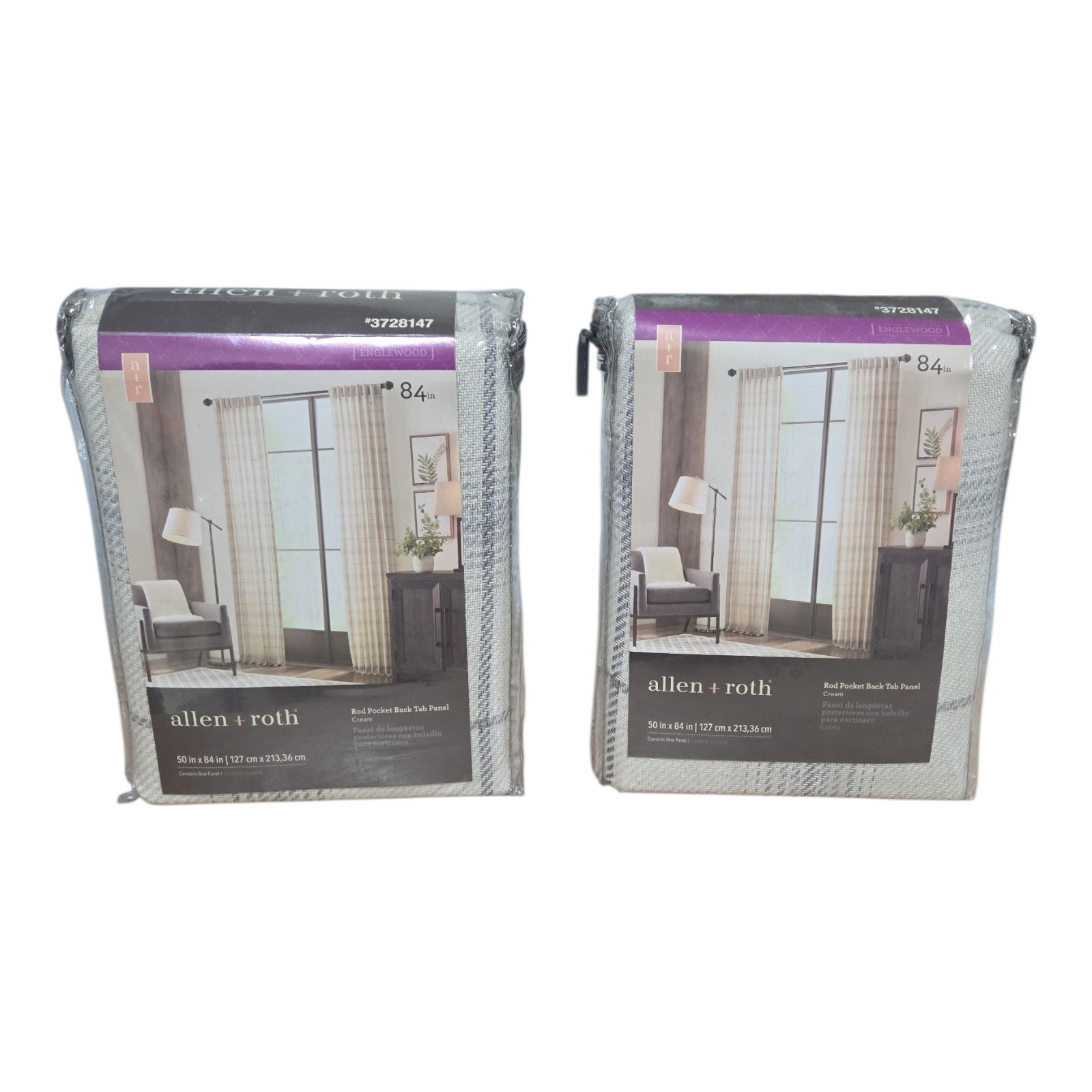 Allen + Roth ENGLEWOOD 50″ x 84″ Rod Pocket Back Tab Panel Cream #3728147 (x2)