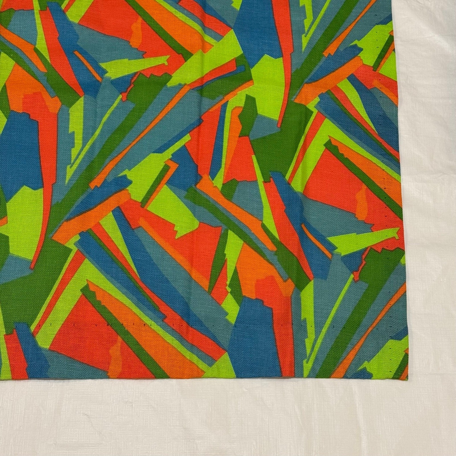 Bright Funky Abstract Geometric Curtain Panels 29×40″ Set of 2 Orange Green Blue