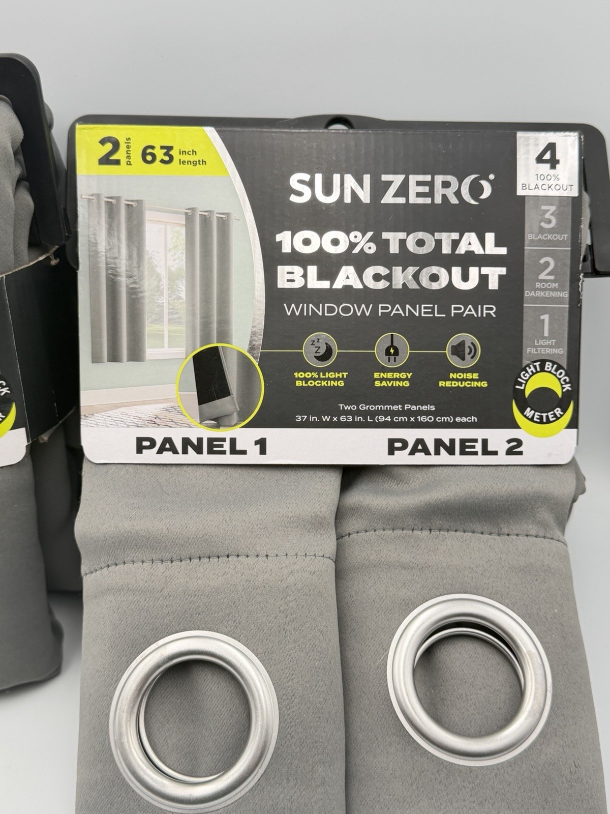 Sun Zero Blackout Window Curtains 2 Panels lot of 2, 37×63 &37×84 Brand New