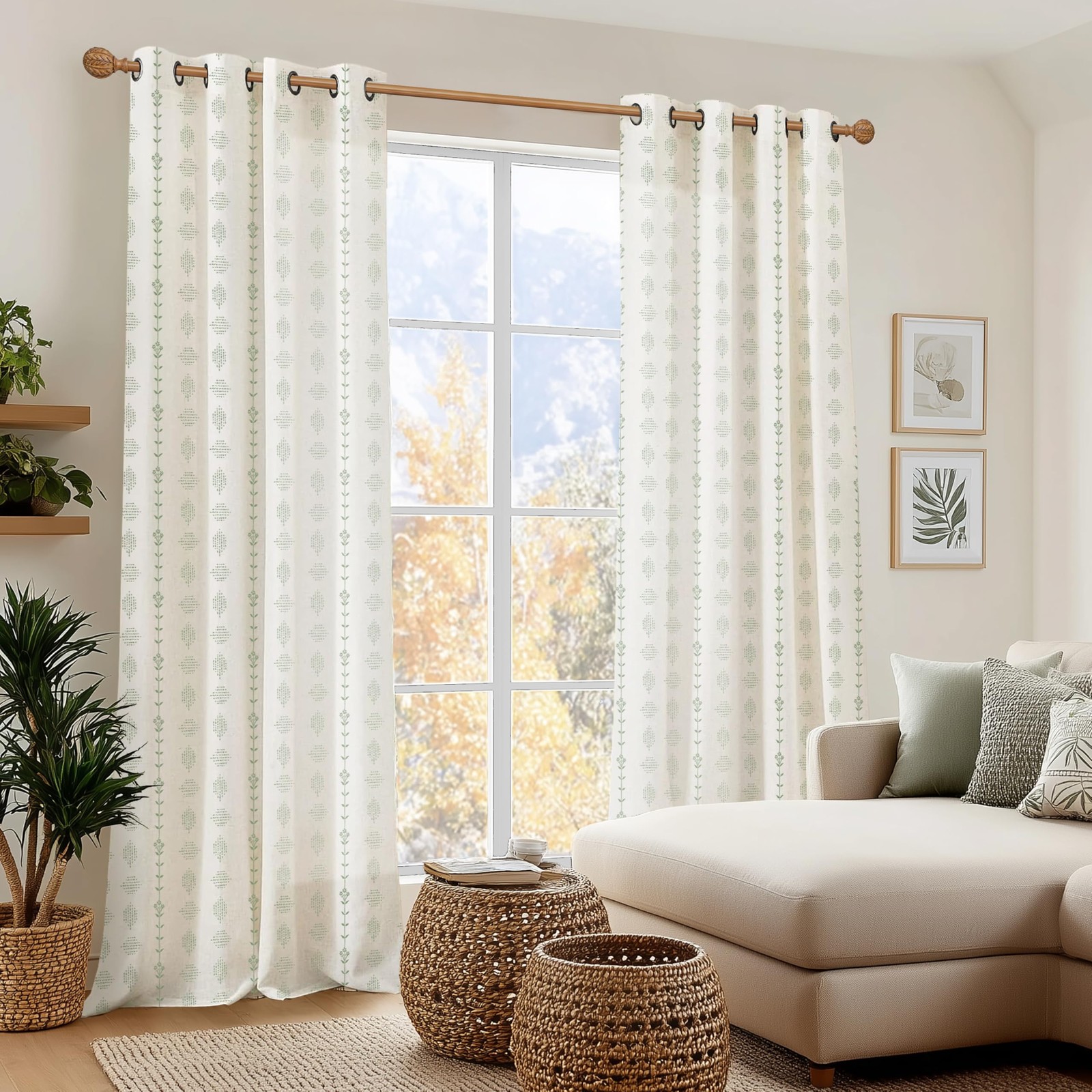 Lino Rosa Sage Green Linen Sheer Curtains 84 Inches Long Semi Light Filtering