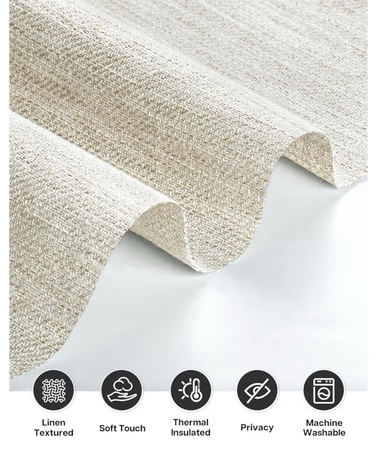Balloon Roman Shade Window Curtain, Adjust.Rod Pocket Drape 34″Wx47″ Natural