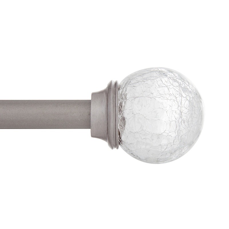 Adjustable Decorative Curtain Rod W/ Glass Finials Home Use New
