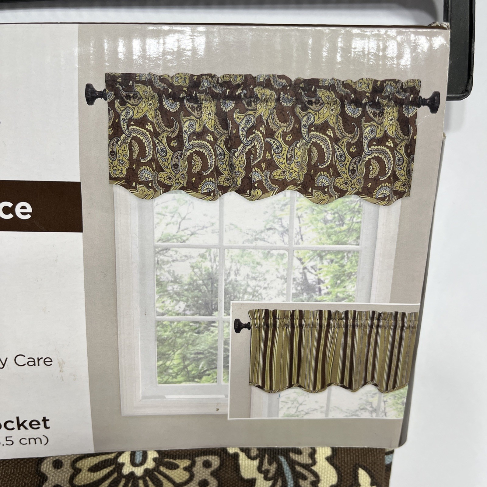 ELLERY Reversible Valance Drexel CHOCOLATE/Blue 50″ x 14″ NEW 1 Valance