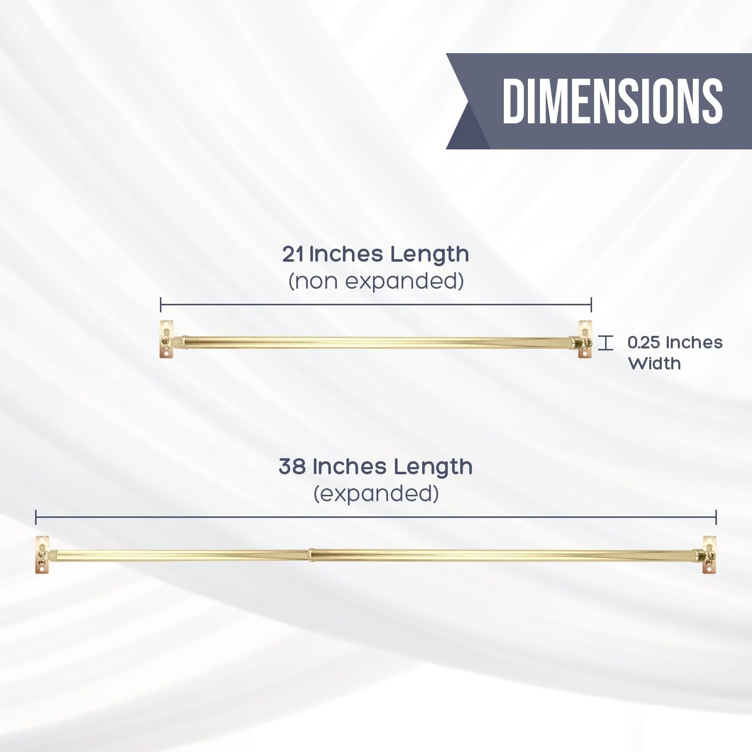 4 PACK: Amazing Drapery Hardware Swivel Sash Curtain Rod, BRASS adjust 21-38″