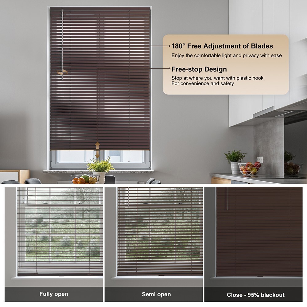 LUCKUP Cordless Mini Blinds Aluminum Venetian Blind Horizontal Window Shades