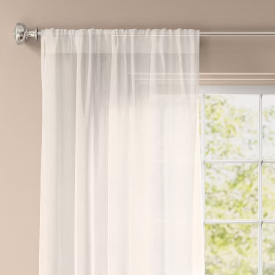 54″x108″ Light Filtering Textural Sheer Curtain Panel Ivory – Threshold