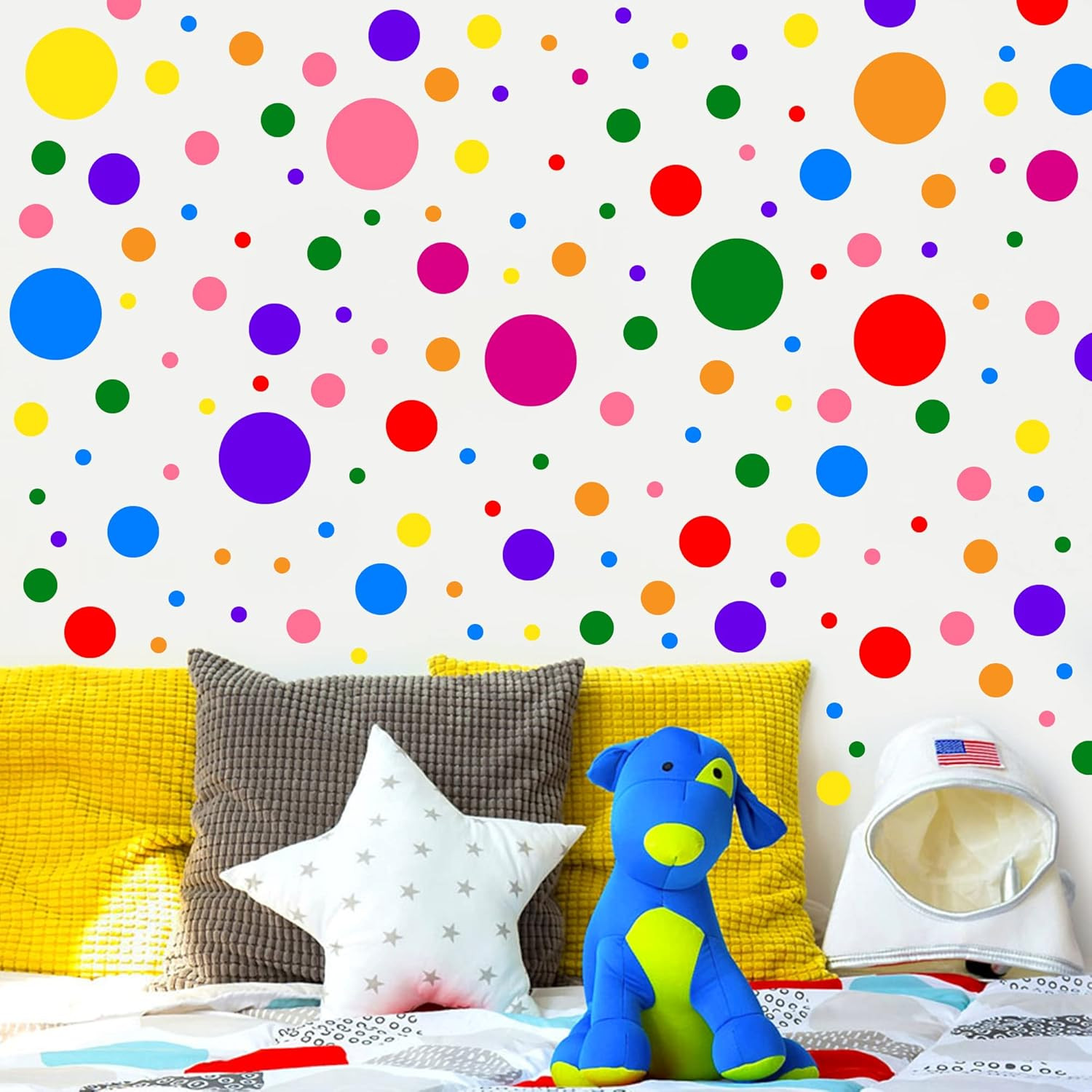 1240Pcs Polka Dot Wall Decals Colorful Boho Decal Peel and Stick Rainbow