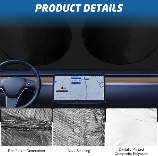 Windshield Sun Shade, Reflective Sunshade with Storage Pouch for UV Rays & Heat