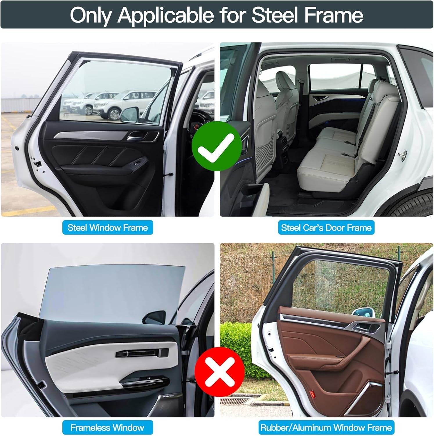ZATOOTO 4 Pack Car Privacy Curtains, Full Blackout Blackout-4pcs, black
