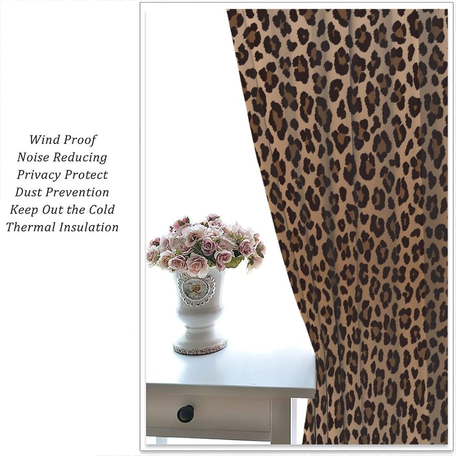 Leopard Print Blackout Curtains, 84″x84″ 2 Panel Set for Wild Home Decor