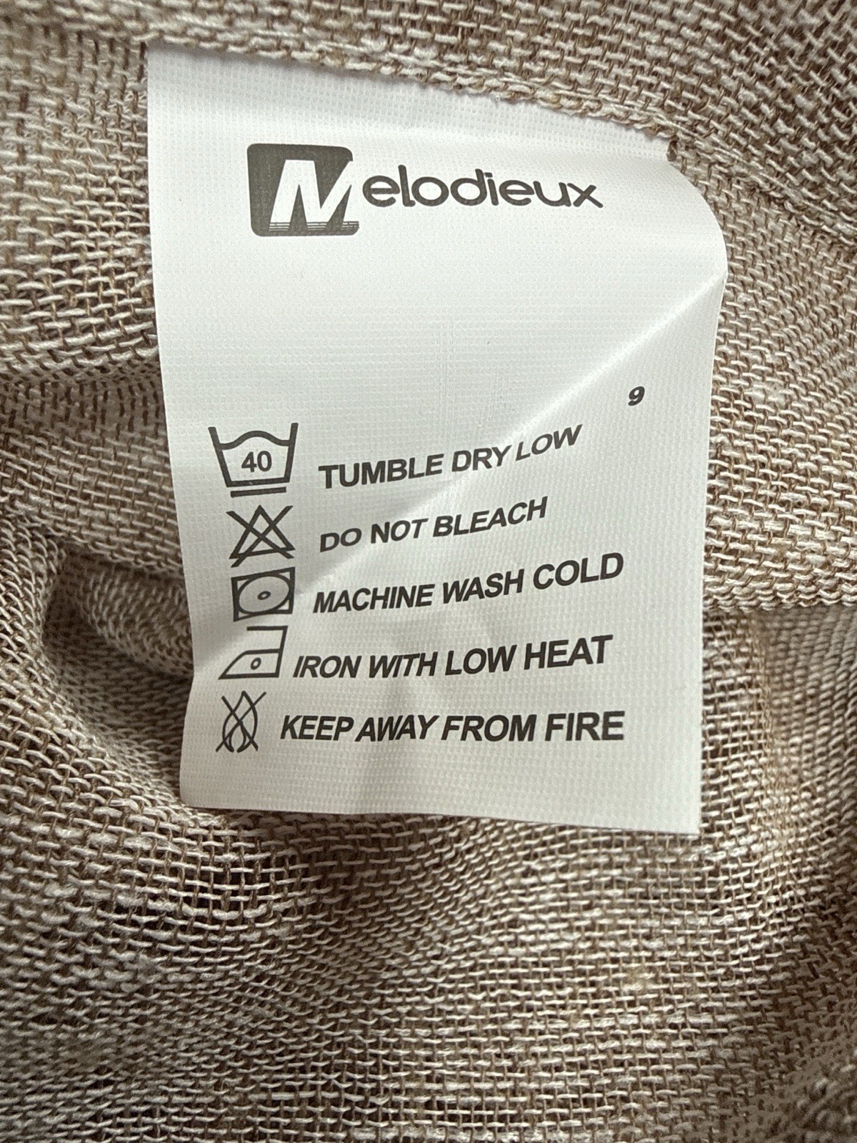 Melodieux Linen Look Curtains Set 2 Beige 42×95 Farmhouse